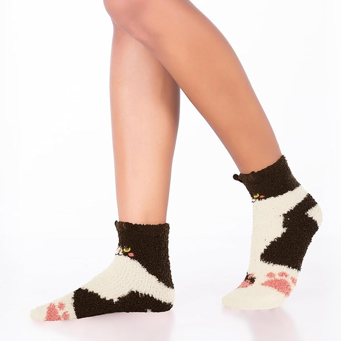 Benefeet Sox Cute Fuzzy Socks for Women Girls Fluffy Warm Cozy Novelty Slipper Socks Funny Animal Plush Sleeping Socks