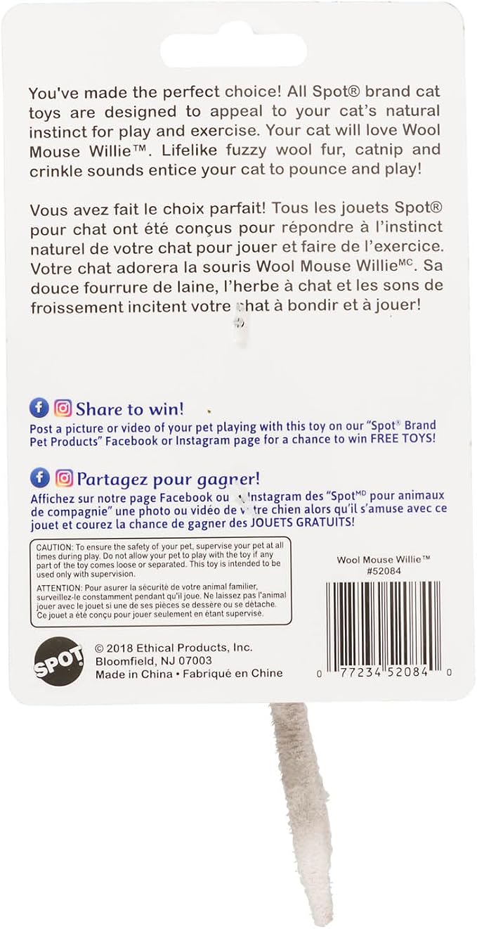 Ethical Pets 52084 Wool Mouse Willie Catnip Toys