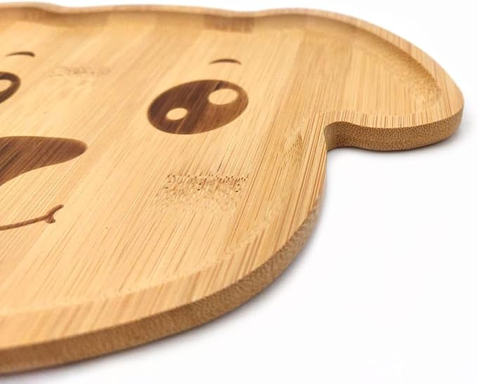 4915, Bamboo Food Plates for Snacks Appetizer Fruit Vegetable | Children Meal Plate | Picnic Kitchen Party | Eco-Friendly Plates, Dog Face Shaped, 9.75"X6.75", 2 Pack