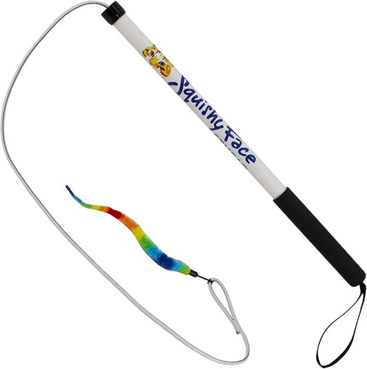 Tough Teaser Interactive Chase Exercise Wand Toy with 2 Lures for Indoor and Outdoor Cats and Kittens