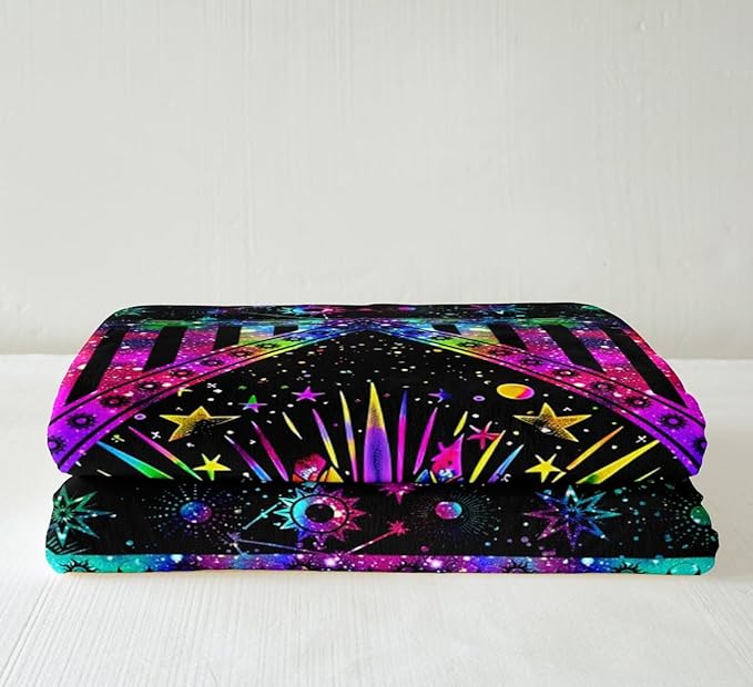 Erosebridal Sun and Moon Blanket, Rainbow Tie Dye Throw Blanket, 60"x80", Multicolor, Twin
