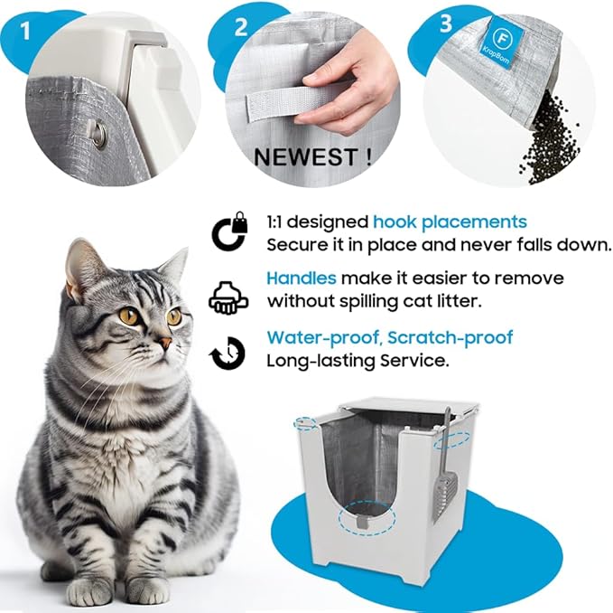 4 Pack Litter Box Liners F Compatible with Modkat Flip Litter Box Liner Type F, Reusable Liner Type-F with Carrying Handles