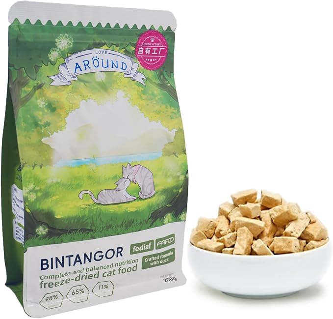 Bintangor Freeze Dried Cat Treats; Dry Cat Food Premium, Healthy, High Protein Instinct Cat Food- Duck Flavor, 200g Bag