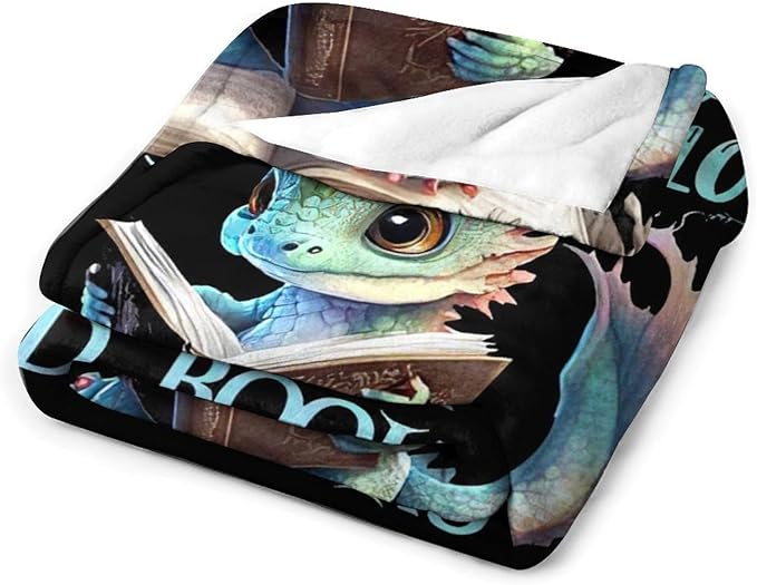 Just A Girl Who Love Dragons and Book Blanket Dragons Gifts for Girls Boys Woman Kids Read Lover Throw Blankets Soft Blanket Warm Fleece Flannel Plush Blankets for Bed Sofa Couch 40"x50"