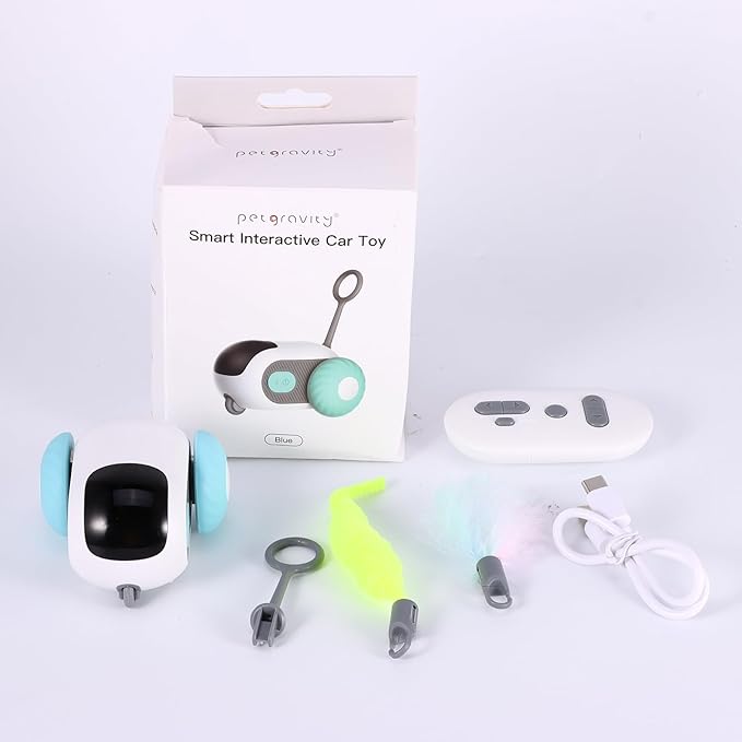 S SUNSBELL Cat Toys for Indoor,Turbo Tail Cat 3.0 Remote Control Mouse Cat Toy, Smart Interactive Cat Toy with Remote Control and 2-Speed Adjustment (Blue)