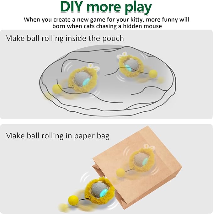 Interactive Cat Toys Ball with Super Driver, Motion Activate Electric Cat Toy Recommend on Wool Carpet (Robot), Grey, (LP16)