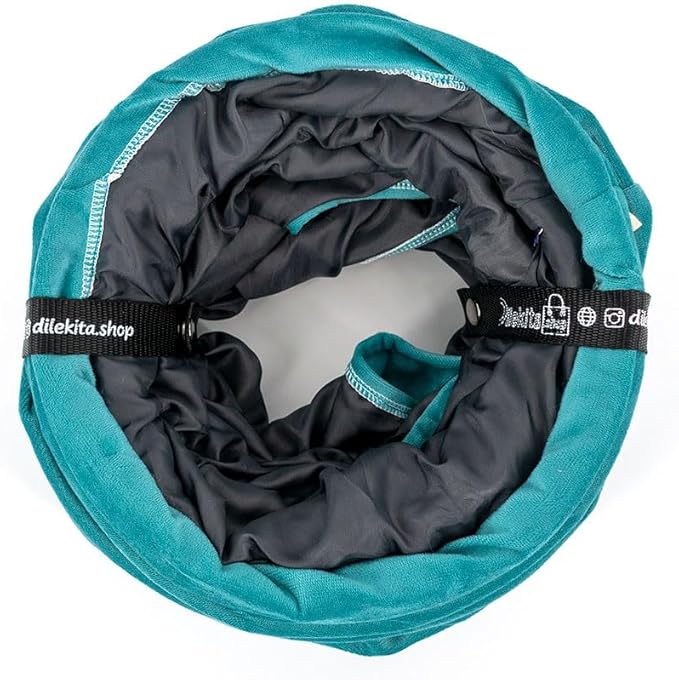 Velvet Fabric - Foldable/Collapsible - 55x8.66 Inches Cat Tunnel (Miami Blue)