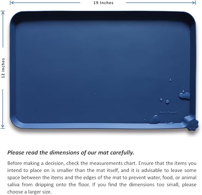 Hoki Found Silicone Pet Food Mats Tray - Non Slip Pet Dog Cat Bowl Mats Placemat - Dog Pet Cat Feeding Mat - Waterproof Dog Cat Food Mats -Pet Water Mats for Carpet -Indigo Ink
