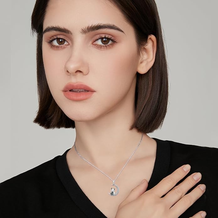 Animal Necklace 925 Sterling Silver Cat/Dog/Fox/Axolotl/Highland Cow Pendant Necklace Cute Animal Jewelry Graduation Gifts for Women