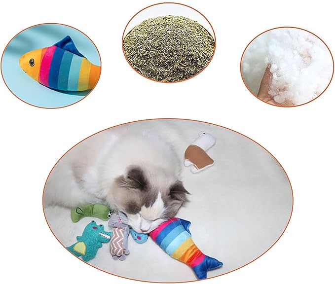 Cat Toys,Catnip Toys for Indoor Cats - 6Pcs Bite Resistant with Different Shapes Cat Chew Toys&Cat Kick Toys
