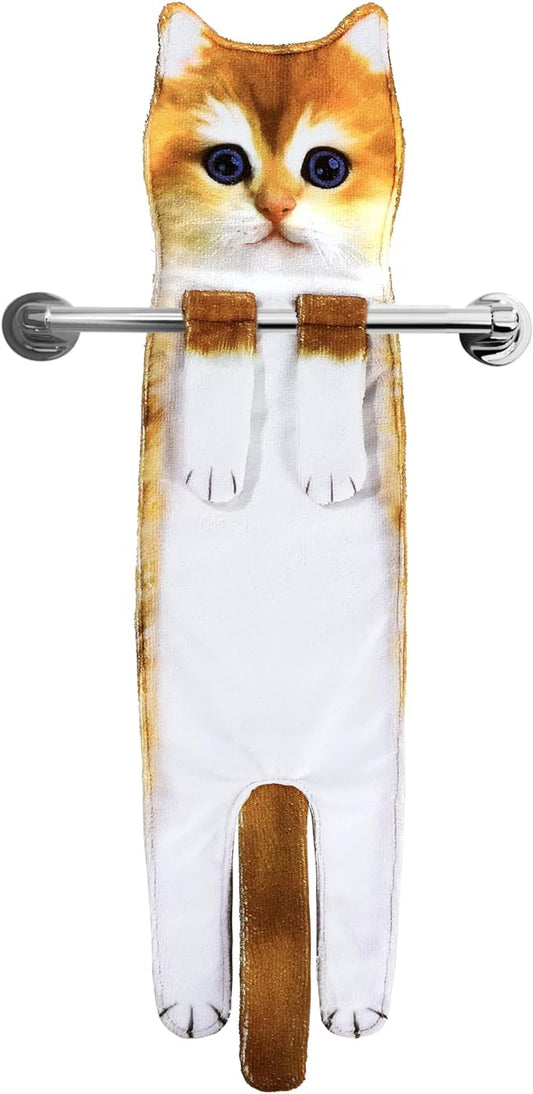 Funny Cat Gifts for Women Mom Grandmom- Cute Cat Hand Towel for Bathroom Kitchen- Unique Housewarming Valentines Mothers Birthday Christmas Gag Gifts for Women Mom Cat Lovers