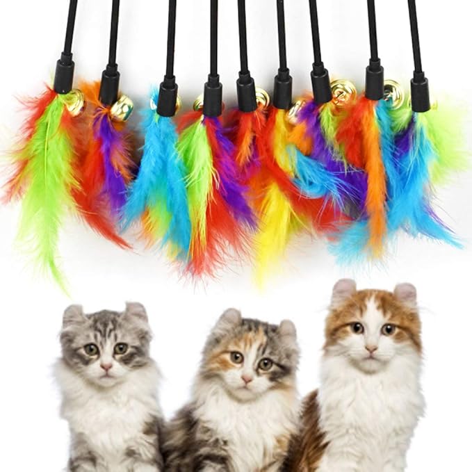 Tebatu Cat Stick Catcher, with Bell Colorful Wand Pet Interactive Toy Dimension: app.41cm/16.14in