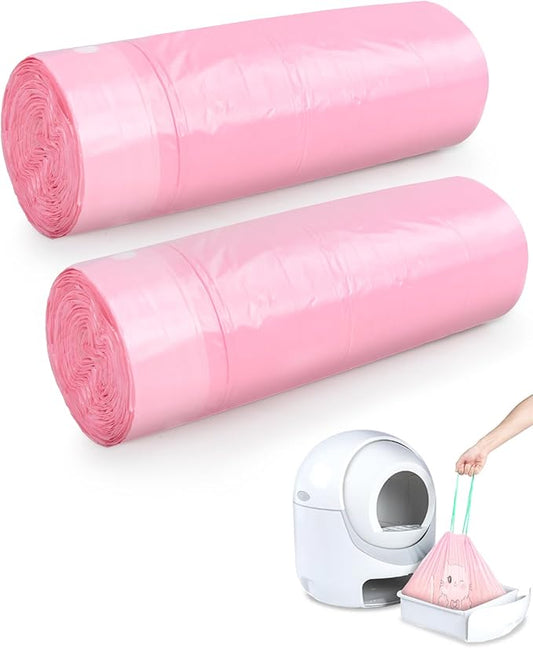 40 Count Cat Litter Box Liners for Automatic Cat Litter Box and Litter-Robot 4/3, Heavy-Duty, Extra Thick, Pink