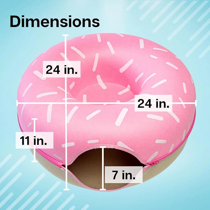 Luli & Cat Sprinkled Donut Cat Tunnel Bed - Large Cat Tunnel Hideaway Caves for Indoor Cats