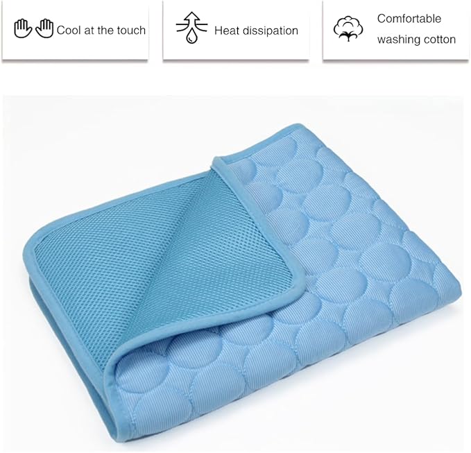 Pet Cooling Mat Cooling Fiber - Washable Non-Toxic Pet Indoor Outdoor Bed, Foldable Pee Pads for Dogs Settle Mat Cooling Dog Blanket Cat Cooling Pad (Blue, X-Large)