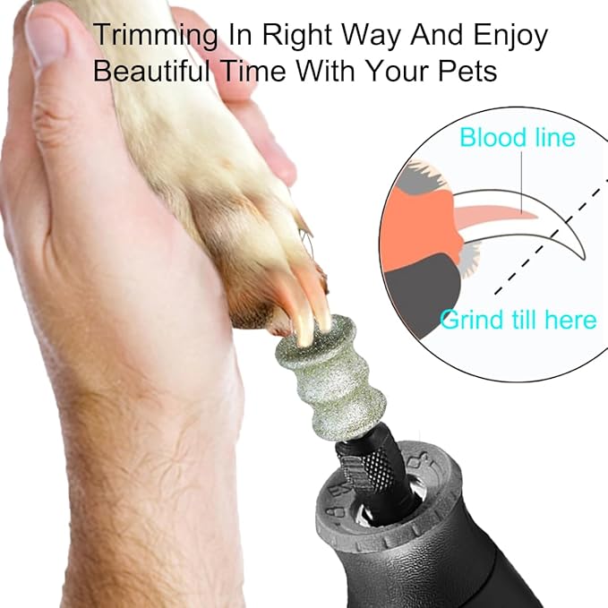 Dog Nail Grinder Bits Attachment for Dremel - 1/8" Nail Grinder Bits for Large Medium Small Dogs Cats Nail Trimming - Fit for Dremel and Most Rotary Household Tools (E