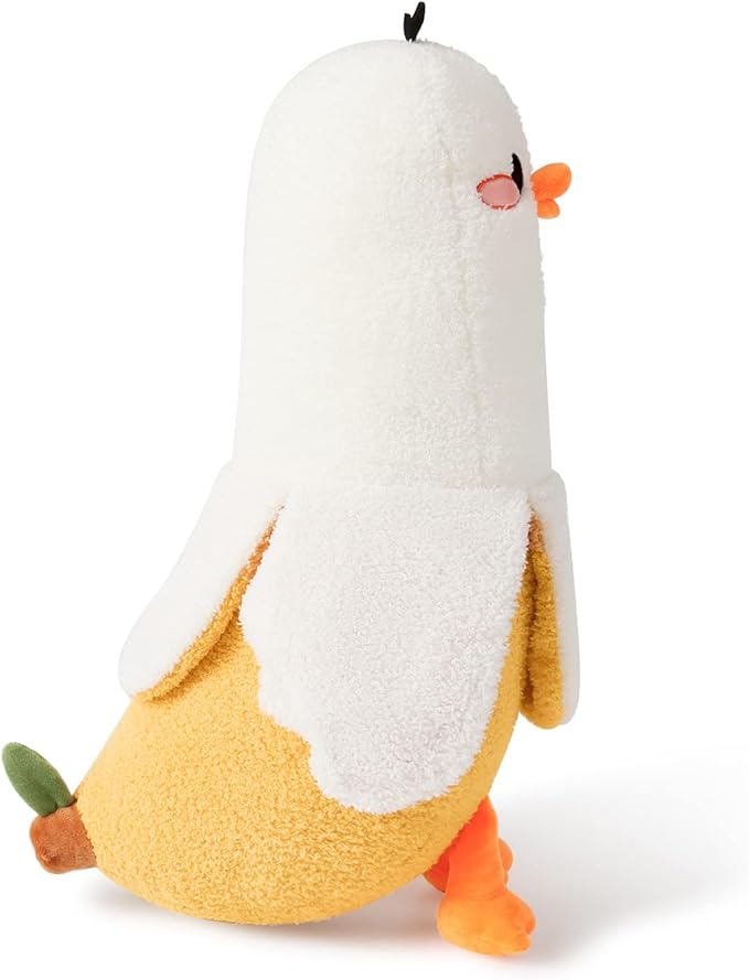 PEACH CAT Banana Duck Plush Pillow Duck Stuffed Animal Cute Banana Plushie for Girls and Boys White 19.7"