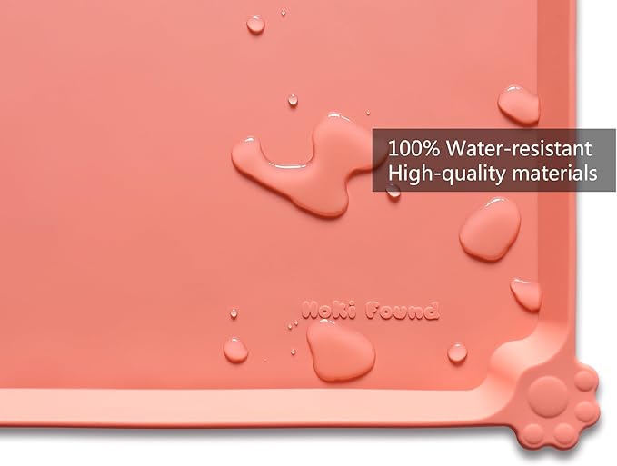 Hoki Found X-Large Silicone Pet Food Mats Tray - Non Slip Pet Dog Cat Bowl Mats Placemat - Dog Pet Cat Feeding Mat - Waterproof Dog Cat Food Mats -Pet Water Mats for Carpet - Burnt Coral