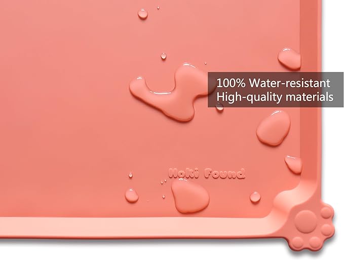 Hoki Found Large Silicone Pet Food Mats Tray - Non Slip Pet Dog Cat Bowl Mats Placemat - Dog Pet Cat Feeding Mat - Waterproof Dog Cat Food Mats -Pet Water Mats for Floors-Burnt Coral