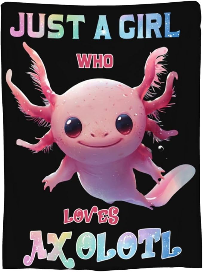 Axolotl Blanket Cute Axolotl Throw Blanket Just A Girls Who Loves Axolotl Decor Stuff Merch Cozy Print Flannel Fleece Soft Plush Fuzzy Warm Lightweight Bedding Gifts for Women Men Kids 50"X40"