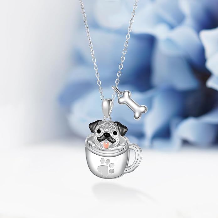 Black Cat/Pug/Boston Terrier/Capybara/Yorkie/Beagle/Maltese/Corgi Necklace 925 Sterling Silver Cute Animal Jewelry for Women