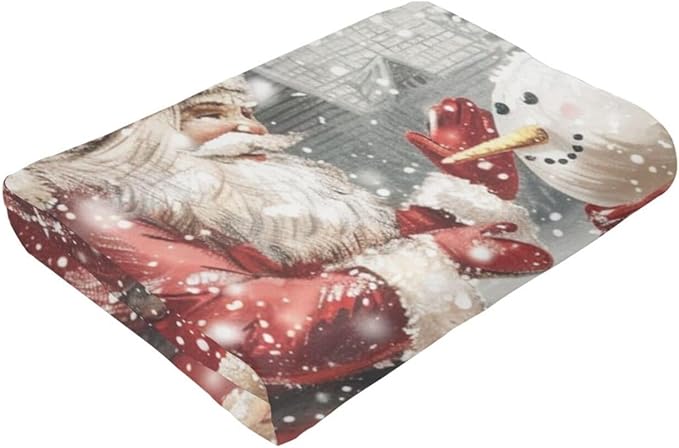 Snowman Blanket for Women Santa Claus Throw Blanket Snowman Decor Merch Cozy Fuzzy Warm Soft Plush Flannel Fleece Lightweight Bedding for Men Boys Kids Girls Couch Bed Sofa 50"X40"