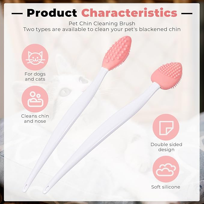 6Pcs Cat Acne Chin Treatment, Black Seed Brush Soft Silicone Cat Grooming Scraper Brush, for Cats Chin Acne & Blackhead Exfoliation, Double-sided Cat Brush