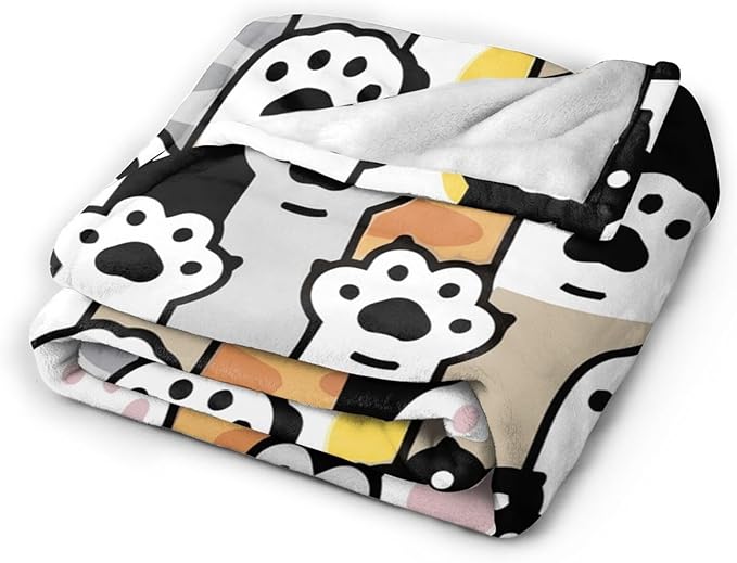 Cute Cat Foot Paw Blanket, Soft Blankets Flannel Bed Throw Cozy Lightweight Plush Gifts for Kids Boys Girls Women Men Sofa Couch Bedroom Living Rooms Warm All Season, Home Decor, 80"x60"