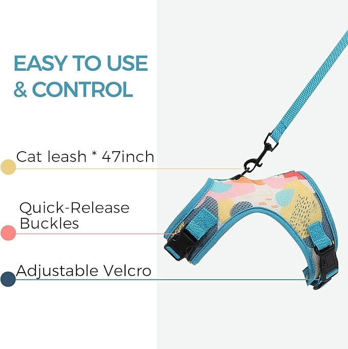 Cat Harness and Leash Escape Proof Cat Leash for Walking Travel Kitten Harness Service Cat Vest Medium