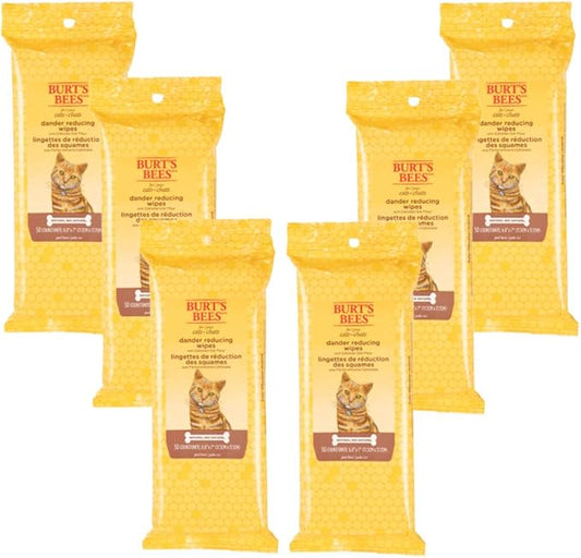 Burt's Bees for Pets For Cats Natural Dander Reducing Wipes | Kitten and Cat Wipes For Grooming, | 50 Count - 6 Pack (FF7372CP6)