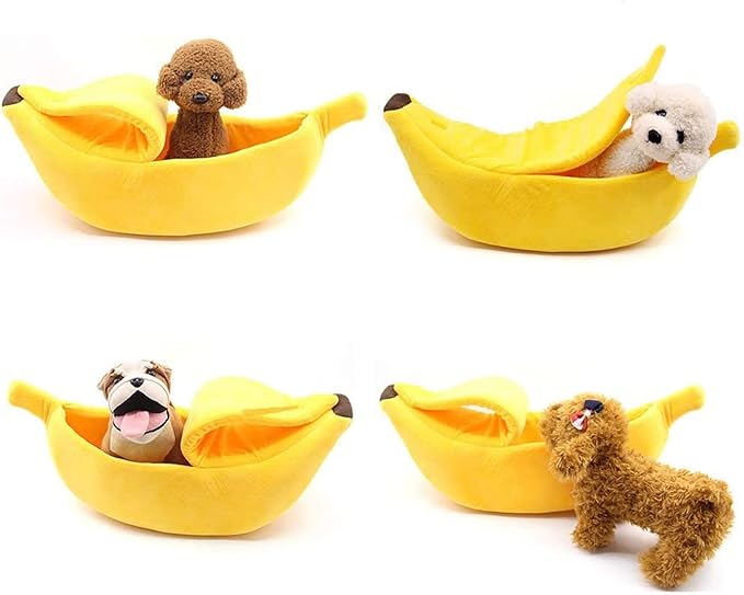 SEIS Winter Cat Banana Bed Dog House Warm Boat Pet Sleep Nest Cotton Cushion Coral Fleece Dog Pad Cat Mat (XL)