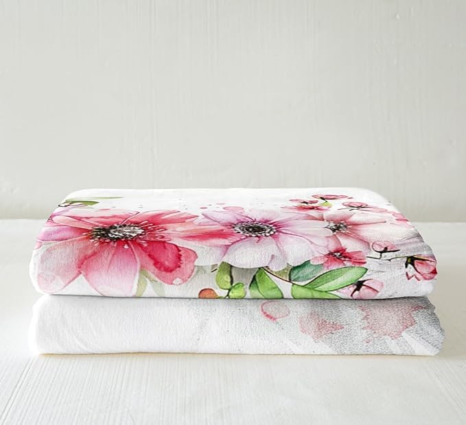 Cute Cat Plush Blanket White Pet Cat Fleece Throw Blanket Colorful Flowers Cartoon Cat Sherpa Blanket for Sofa Couch Bed 3D Animal Theme Cat Lovers Fuzzy Blanket Room Decor Baby 30x40 Inch