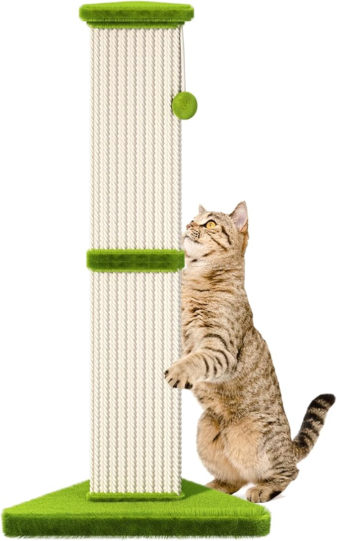 Cat Scratching Post 32 Inch Tall Cat Scratching Post for Indoor with 5 Inch Diameter Post and Ball Cat Scratcher for Medium and Large Cats