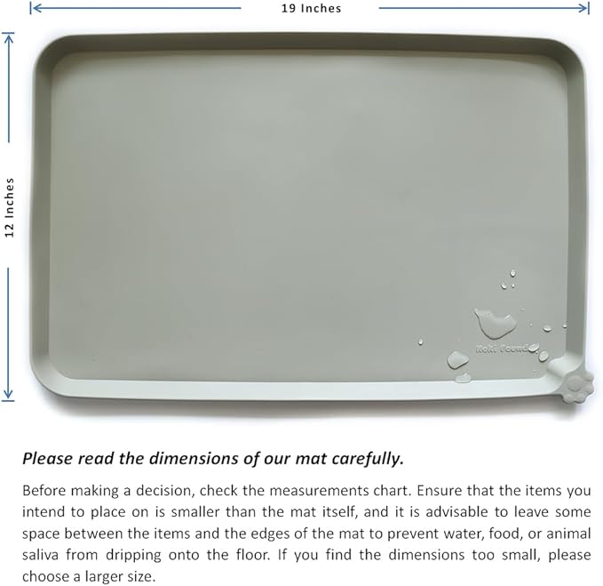 Hoki Found Silicone Pet Food Mats Tray - Non Slip Pet Dog Cat Bowl Mats Placemat - Dog Pet Cat Feeding Mat - Waterproof Dog Cat Food Mats -Pet Water Mats for Carpet -Cream Green