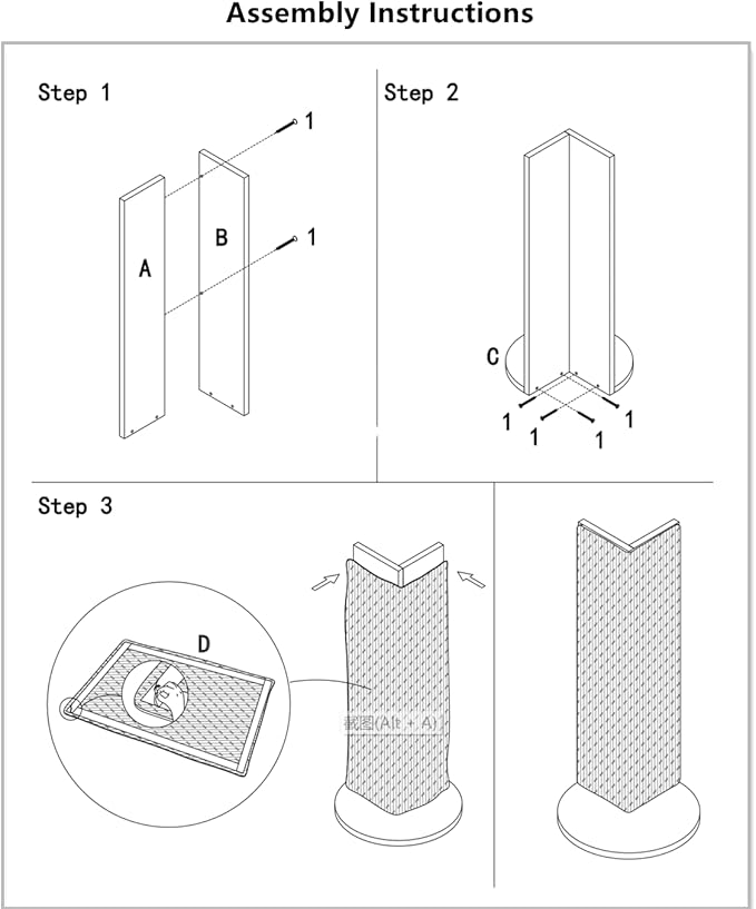 SHENGOCASE 24.5" Tall No Drilling Wall Sofa Couch Corner Cat Sisal Scratcher,Scratching Post,Replaceable Sisal Scratch Pad Mat, Couch Protector