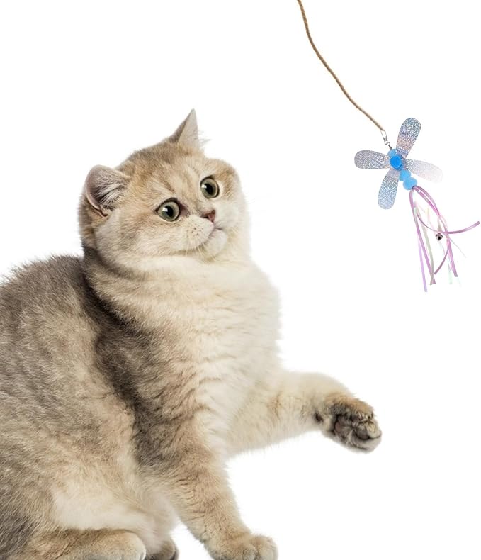 balacoo 4 Pcs Cat Teaser Wand Refill Kit, Butterfly Dragonflies Bee Teaser Toys Replacement for Cat Teaser Wand, Kitten Exercise Toys for Cat Dog Puppy