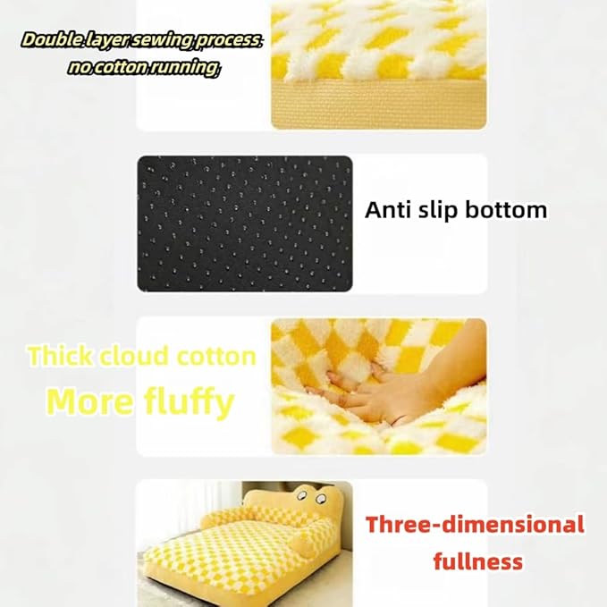 Pet Couch Bed，Pet Bed for Medium Small Cats & Dogs，Fluffy Cat Sofa with Premium Soft Corduroy Fleece，Soft Calming Cat Sofa Beds for Cats Anti-Slip Bottom and Removable Washable Cover (grey, X-Large)