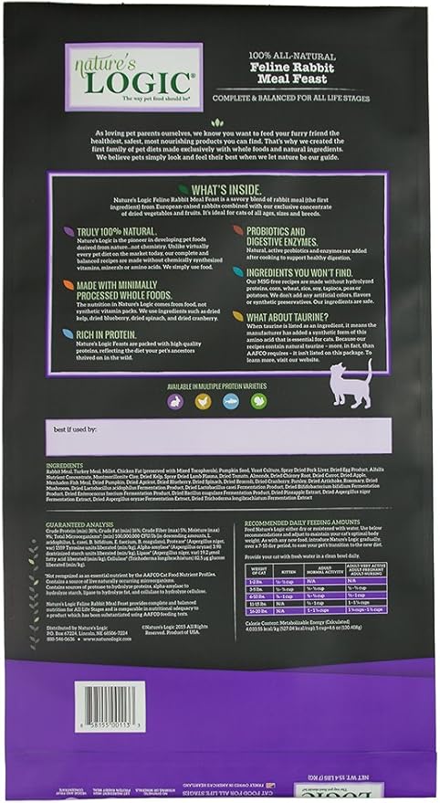 Nature's Logic Feline Rabbit Meal Feast, 15.4lbs