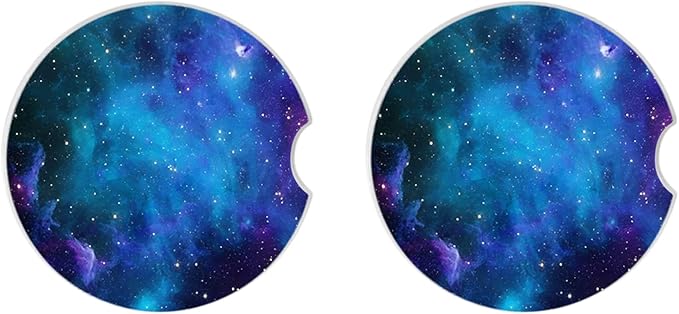 Car Coasters Pack of 2,Nebula Galaxy Ceramic Cup Holders Car Coasters,Keep Cup Holders Clean and Dry,Drink Cup Car Holder Coasters with A Finger Notch