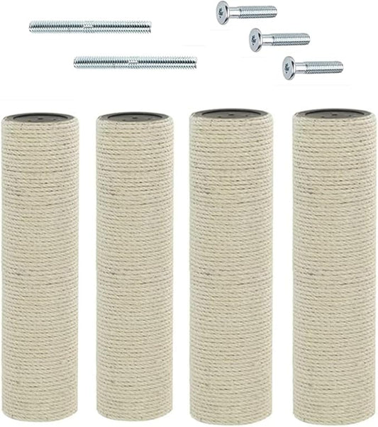 SHENGOCASE 4-Pack Cat Tree Replacement Post 13.8" L, 3.15" Ø Pole with M8 Bolt, Cat Tower Relacement Post, DIY Cat Scratching Post Replacement Part Pole