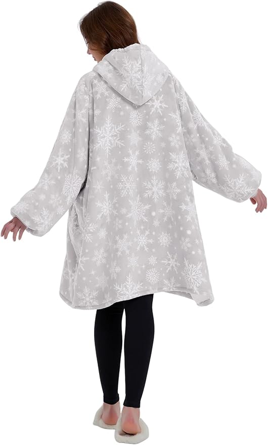 KFUBUO Wearable Blanket Hoodie for Adults Sherpa All Patterns Oversized Sweatshirt Blanket with Pocket