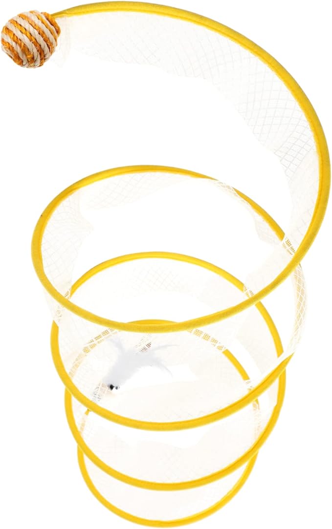 Foldable Cat Tunnel Toy for Kittens Interactive Scratching Plaything with Crinkle Ball Feather Indoor Cat Activity Tunnel Design for Fun and Engagement