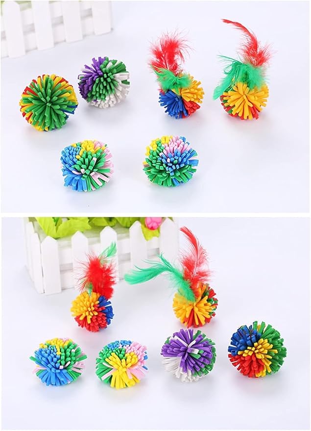 2-Pack Interactive EVA Cat Toy for Kittens and Indoor Cats - Colorful Teaser with Feather for Chasing and Exercise, Soft and Quiet Pet Supplies for Training and Playtime, Improves Activity and Fun