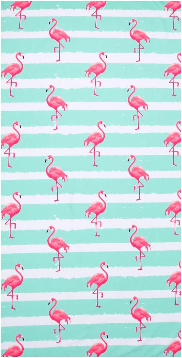 LIVILAN Blue Flamingo Beach Towel for Girls Kids, 30”x60” Microfiber Thin Soft Bath Swimming Pool Travel Towel, Oversized Quick Dry Sand Free Lightweight Beach Towel, Flamingo Gifts for Women