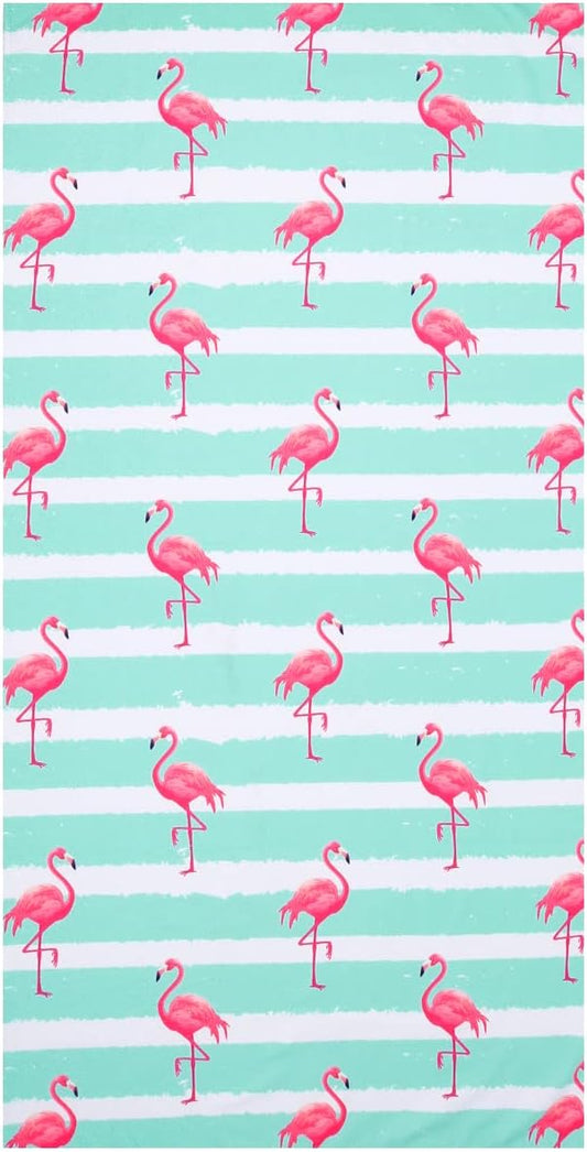 LIVILAN Blue Flamingo Beach Towel for Girls Kids, 30”x60” Microfiber Thin Soft Bath Swimming Pool Travel Towel, Oversized Quick Dry Sand Free Lightweight Beach Towel, Flamingo Gifts for Women