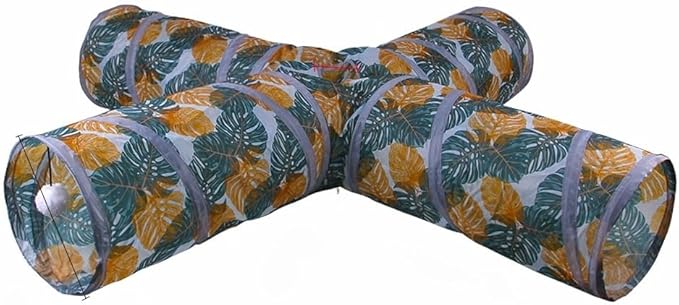 Cat Tunnel, Cat Tunnel, Collapsible and Pop Up Cat Tunnel for Indoor and Outdoor, Pet Tunnel Tube with Ball,Pet Toy for Kitten (Four-Way Tunnel)