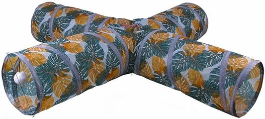 Cat Tunnel, Cat Tunnel, Collapsible and Pop Up Cat Tunnel for Indoor and Outdoor, Pet Tunnel Tube with Ball,Pet Toy for Kitten (Four-Way Tunnel)