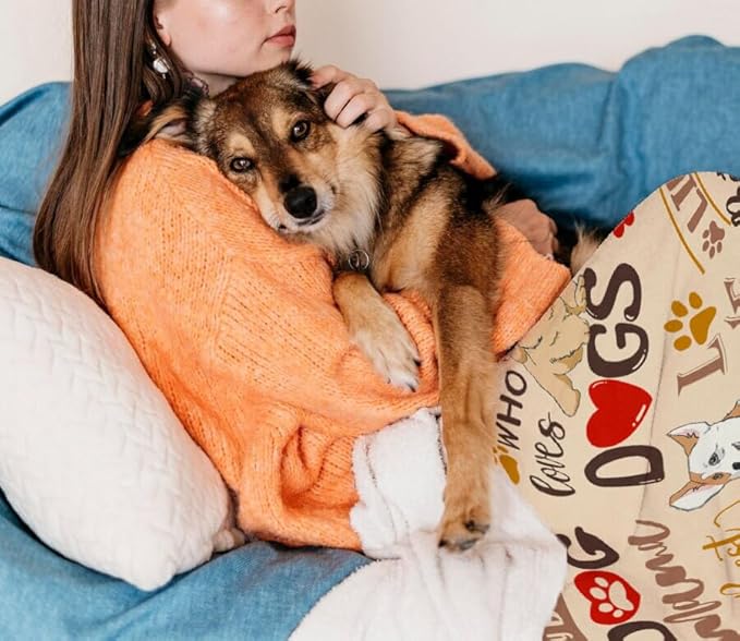 Dog Mom Gifts for Women, Gifts for Dog Lovers Throw Blanket 50x60 Inch, Just A Girl Who Loves Dogs Blanket