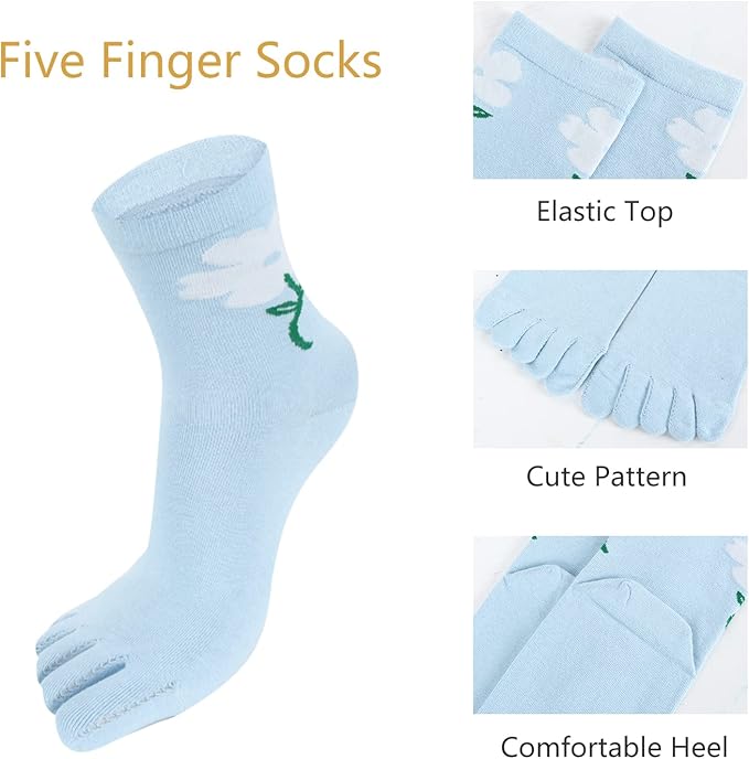 Benefeet Sox Funny Toe Socks Women Five Finger Socks Girls Cute Toe Seperated Cotton Socks Running Athletic Christmas Gifts