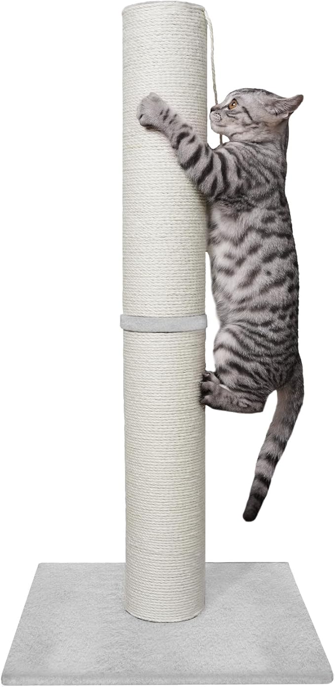 MumMarmot's Cat Scratching Post with Premium Sisal Rope 4.5 Inch Large Diameter Scratcher Post for Indoor Cats Beige（34 inch）